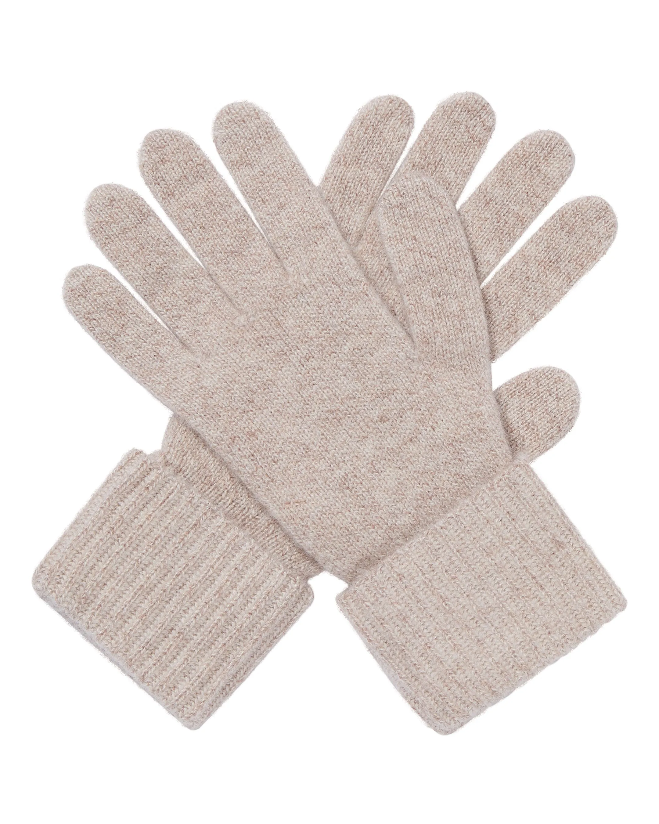 Women's Plated Ribbed Cashmere Gloves Toasted Sesame Brown